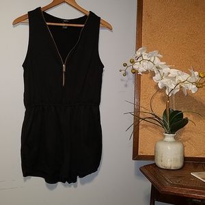 Black Romper with Gold Zipper // Never Worn